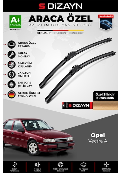 S-dizayn Opel Vectra A J89 Ön Cam Silecek Seti 1988-1995 Premium Araca Özel 48-48 Cm A+ Kalite