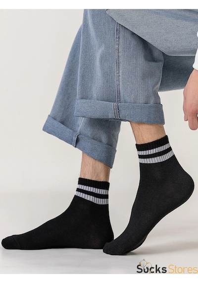 Esinti Tenis Desenli Unisex Soket Çorap 6 Adet Beyaz - Siyah