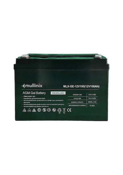 Mullinix 12v 100ah Derin Döngülü Agm Jel Akü