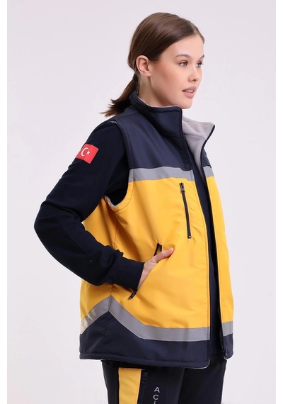 Paramedik Unisex Kışlık Yelek - Sarı