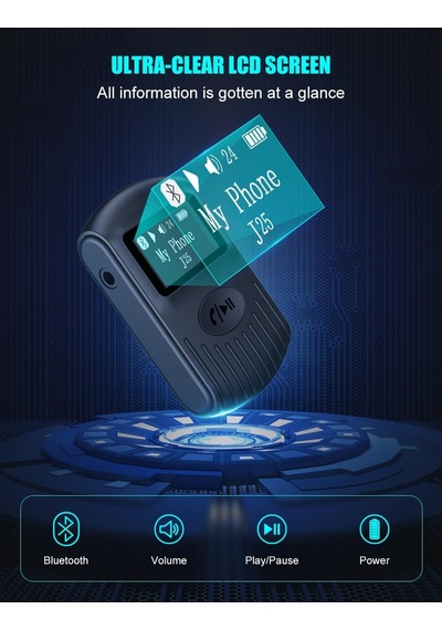 Lcd Ekranlı Bluetooth Alıcısı, Taşınabilir Aux Bluetooth 5.0 Adaptörü, Araba/ev Stereo/hoparlör/kablolu Kulakl
