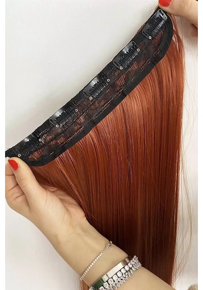 Caş Dekorasyon Isıya Dayanıklı Yarımay Çıt Çıt Saç - Ht13 - Düz -bakır- 70 Cm - 110 Gr