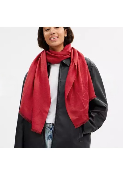 Coach Signature Wrap Yün Ipek Şal Kırmızı