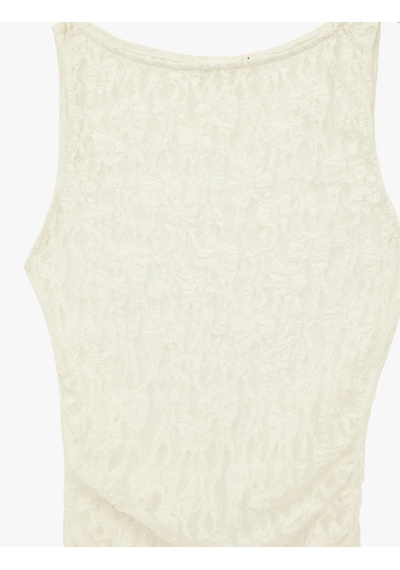 Koton Slim Fit Kolsuz Yuvarlak Yaka Dantelli Bluz Ekru 6sak10009ek Ekru