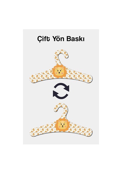 Kututr Ahşap Çocuk Askısı Aslan-fil-kaplan Desenli 18'li Set, Askı3set Diğer