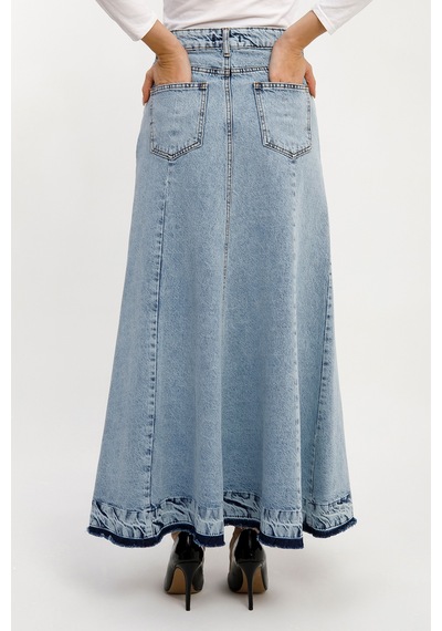 Vellichor Kadın A Form Mavi Denim Etek Çok Renkli
