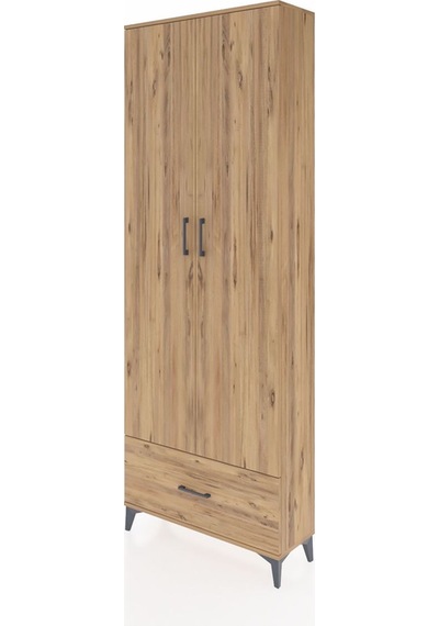 Arges Dolap 5 Raflı Tek Çekmeceli 2 Kapaklı 88x30x243 Çam-çam Çam