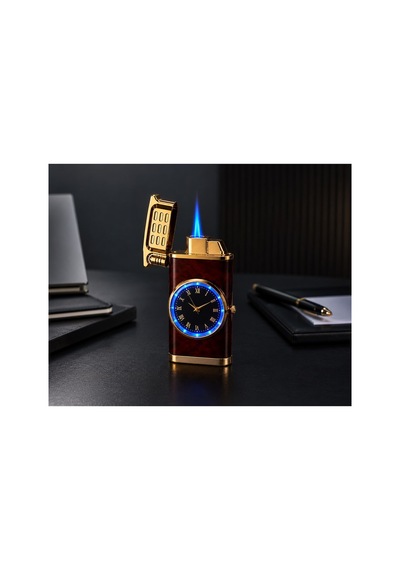Özel Prestijli Premium Saat Tasarım İsime Kişiye Özel Metal Çakmak Hediye Dolu Gönderim Kw