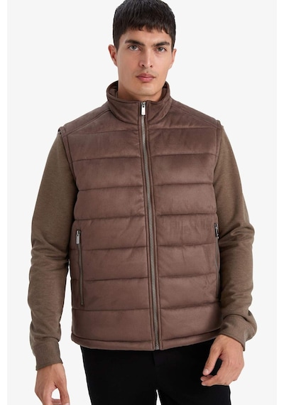 Defacto Slim Fit Dar Kesim Dik Yaka Astarlı Süet Yelek F7753ax26spbn534 Kahve-bn534