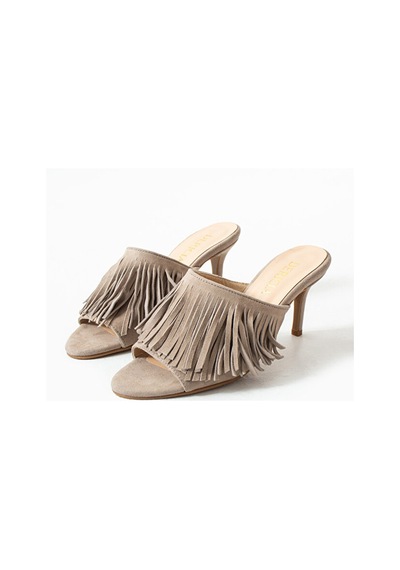 Dericia Shoes Glint Hakiki Deri Süet Kadın İnce Topuklu Yazlık Terlik Bej Dericia Shoes Glint Hakiki Deri Süet Kadın İnce Topuklu Yazlık Terlik Bej