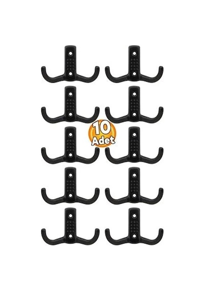 10 Adet Siyah Noktalı Askı Metal Askı Portmanto Askılık Dolap Mobilya Askısı Siyah Vidalar Dahil Siyah