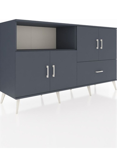 Hyperion Konsol 4 Raflı Tek Çekmeceli 4 Kapaklı 176x44x99 Antrasi Antrasit-antrasit Hyperion Konsol 4 Raflı Tek Çekmeceli 4 Kapaklı 176x44x99 Antrasi Antrasit-antrasit