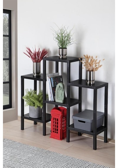 Mithra Life MIT1045 6 Katlı Plastik Siyah Banyo Mutfak Rafı