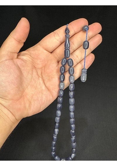 Sıkma Kehribar Tesbih Koyu Gri Renk Kapsül Kesim 12mx8mm T-547