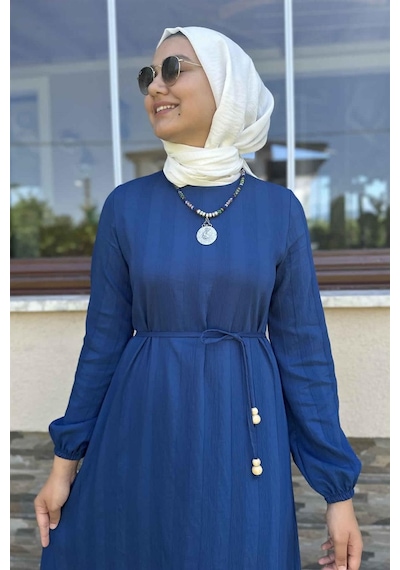 Rabia Şamlı Seda İndigo Elbise Lacivert