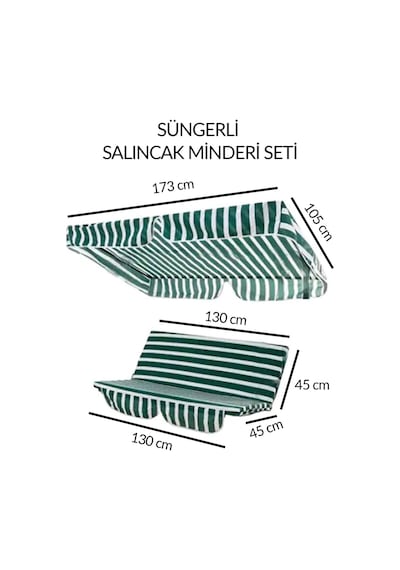 Salıncak Minder Seti Tenteli Salıncak Minder Seti Yeşil Beyaz 2 Kişilik Süngerli Işbir Gri Sünger Yeşil - Beyaz