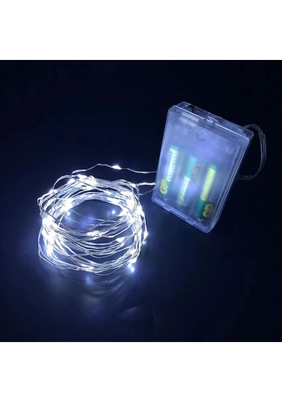 Greyder Gd957 Şerit Pilli Aydınlatma 3 Metre 30 Adet Beyaz Peri Led Çok Renkli
