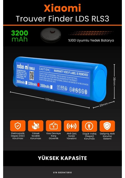 Xiaomi Trouver Finder Lds Rls3 3200mah Robot Süpürge Bataryası