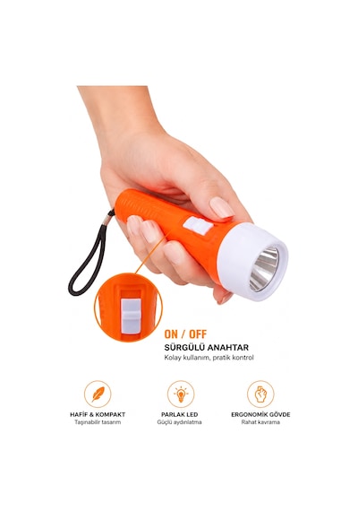 Pilli Mini El Feneri Anahtarlık Lambası Aydınlatma Işığı Deprem Çantası Feneri Kulplu 9920