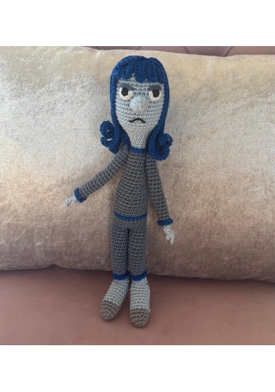 Insıde Out Bored Sıkıldım Amigurumi Oyuncak 24 Cm Gri - Mavi
