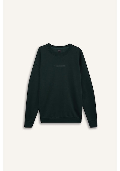 DeFacto Boxy Fit Bisiklet Yaka Baskılı Sweatshirt X8282AZ24AUGN919 Yeşil