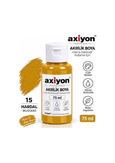 Axiyon Art Akrilik Boya 75 Ml Hardal 2'li Paket Su Bazlı Hobi Ve Dekoratif Boya