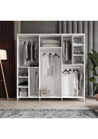 Oslo 6 Kapaklı Komple Mdf Beyaz Gardırop