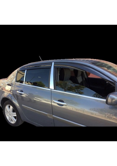 Renault Megane 2 Sedan Uyumlu Kapı Direği 4 Parça 2004-2010 Paslanmaz Krom