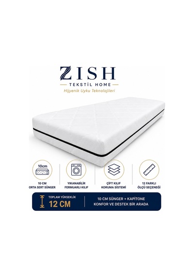 Zishtekstil Çift Kişilik Ecosmart Yıkanabilir Kılıflı Sünger Yatak & Yer Yatağı