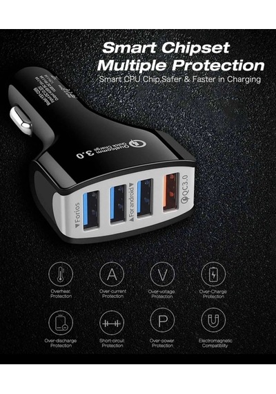 Yemleme Botu Araç Şarj Cihazı 4 Usb Girişli Hızlı Şarj Cihazı Uyumlu