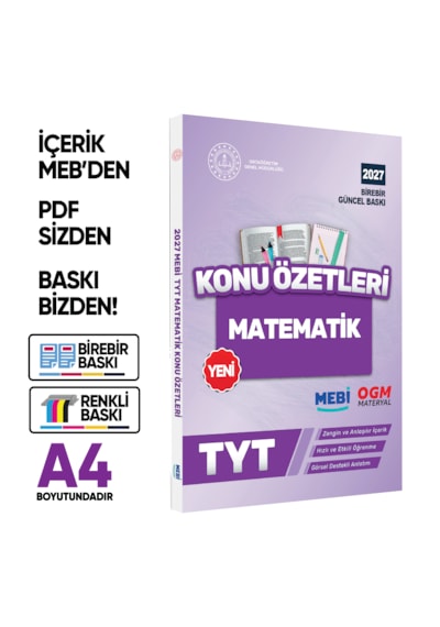 2027 Yks-tyt Mebi-ogm Pratik Konu Özet Kitap Seti Renkli A4 Boyut Görsel Destekli Baskı Ücreti