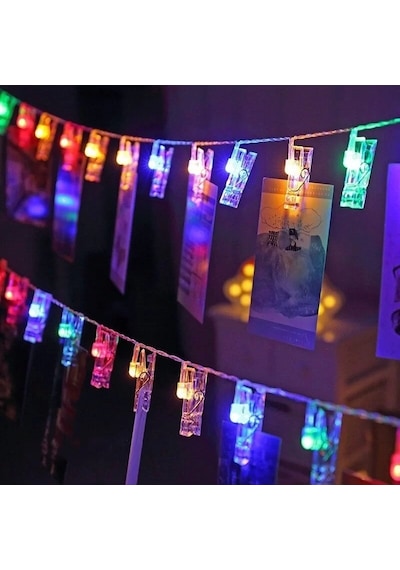 Renkli Işıklı Mandallı Fotoğraf Albümü 10 Lu - Rgb Gün Işığı