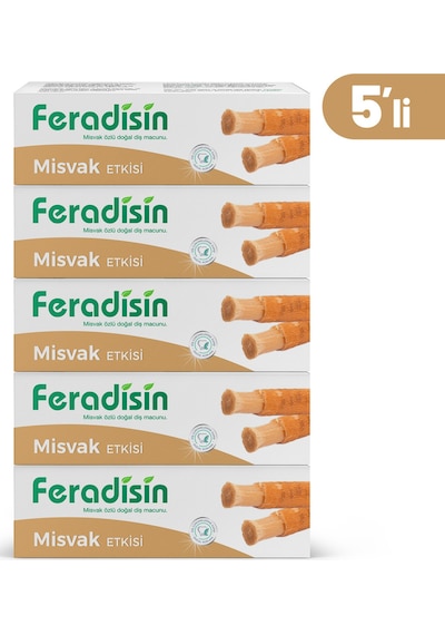 5li Paket - Misvak Özlü Doğal Florürsüz Beyazlatıcı Diş Macunu 90 Gr - Gimdes Helal Sertifikalı