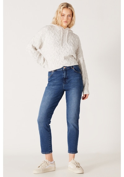 Wrangler Walker Slim Fit Dar Kesim Yüksek Bel Dar Paça Mavi Kadın Esnek Jean Denim Kot Pantolon W2HCMQ478 Mavi