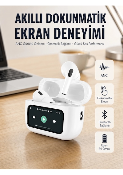 Tüm Telefonlarla Uyumlu Anc Özellikli Dokunmatik Bluetooth Kulaklık Yeni Nesil Standart
