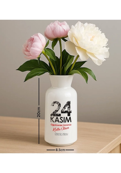 Bk Gift Kişiye Özel Öğretmenler Günü Tasarımlı Seramik Vazo-7, Ev Hediyesi, Öğretmene Hediye Kobitmeyencom35088 Bk Gift