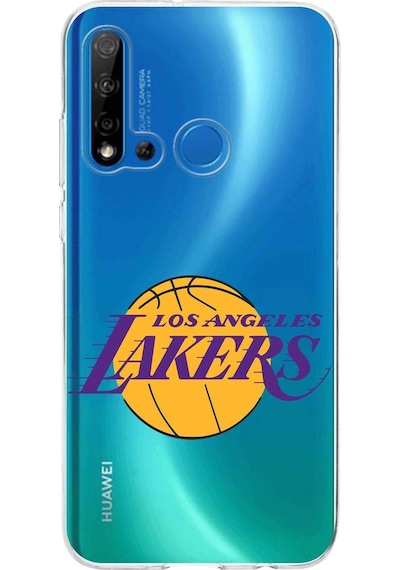 Huawei P20 Lite 2019 Uyumlu Kapak La Lakers Tasarımlı Şeffaf Silikon Kılıf Şeffaf