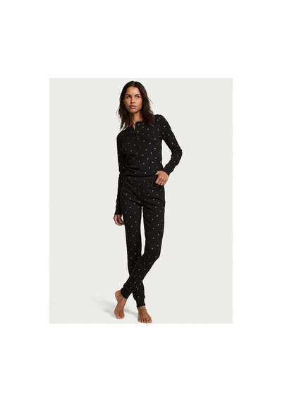 Victoria's Secret Henley Termal Uzun Pijama Takımı Buzlu Kahve