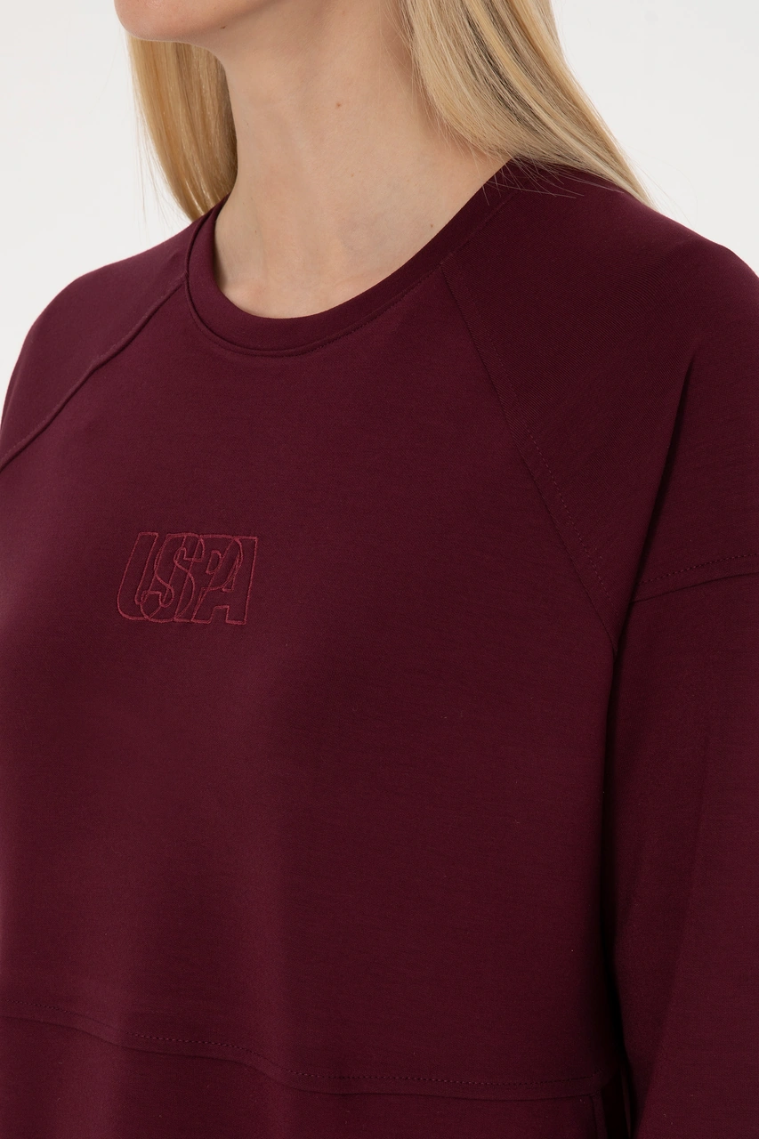 U.S. Polo Assn. Kadın Bordo Uzun Bisiklet Yaka Sweatshirt 50315623-VR177