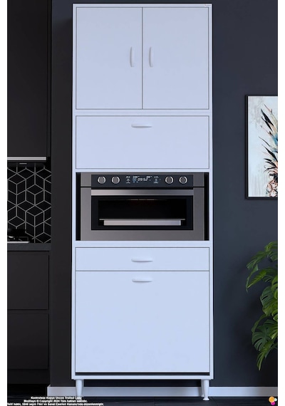 Zevra 70 Cm Fırın Dolabı Sepetli Kapaklı 4 Bölmeli Çok Amaçlı Mutfak Kiler Banyo Dolabı 70x226x32 Cm Beyaz Zevra 70 Cm Fırın Dolabı Sepetli Kapaklı 4 Bölmeli Çok Amaçlı Mutfak Kiler Banyo Dolabı 70x226x32 Cm Beyaz