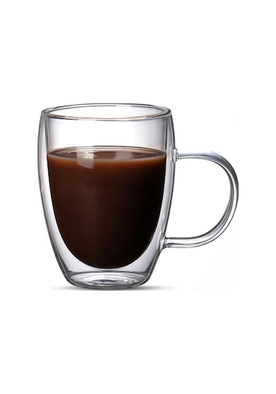 Çift Cidarlı Latte, Kahve, Meşrubat, Bitki Çayı Cam 300 Ml Kupa Seti, 1 Adet - 12038 Beyaz - Çok Renkli