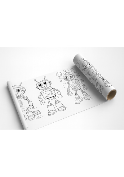 Robotları Boyuyorum Boyama Rulosu 30 Cm X 5 M Çocuklar Için Eğitici Ve Eğlenceli Boyama Kağıdı