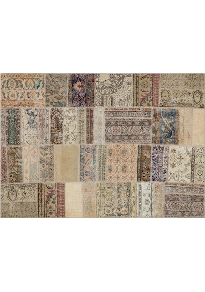 El Yapımı Keten Patchwork Halı 160x230 Cm - 6289