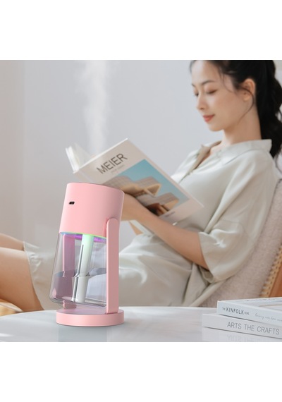 Jopus Rgb Led Işıklı Hava Oda Nemlendirici Yıldız Tavan Efektli Buhar Makinesi Aroma Difüzör - Cl32 Pembe