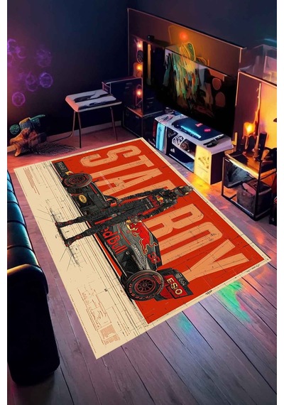 Starboy F1 Halı Dijital Baskı Yıkanabilir Kaymaz Taban Leke Tutmaz Çok Renkli-56