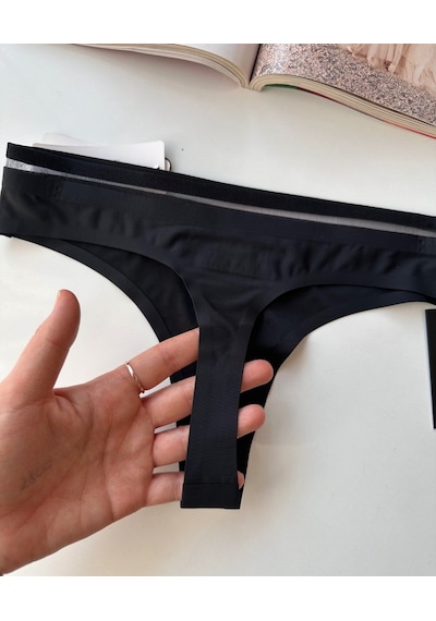 Orijinal Lazer Kesim Spandex Invisible Dikişsiz Transparan Detayl Siyah