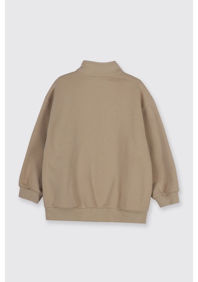 Panço Erkek Çocuk Fermuarlı Bej Sweatshirt Krem