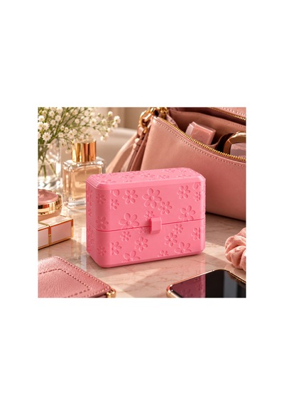 Çiçek Desenli Kapaklı Ped Ve Hijyenik Ürün Saklama Kutusu - Ped Kutusu Pembe - 942550179 Pembe