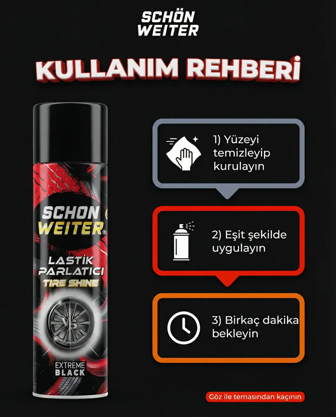Araç Oto Lastik Parlatıcı Ve Koruyucu Aerosol Sprey 500 Ml