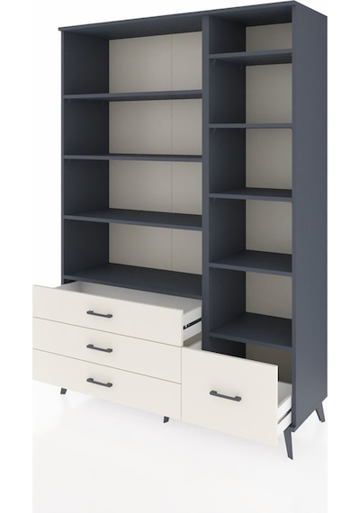 Hyperion Dolap 9 Raflı 4 Çekmeceli 132x44x195 Antrasit-antra... Antrasit